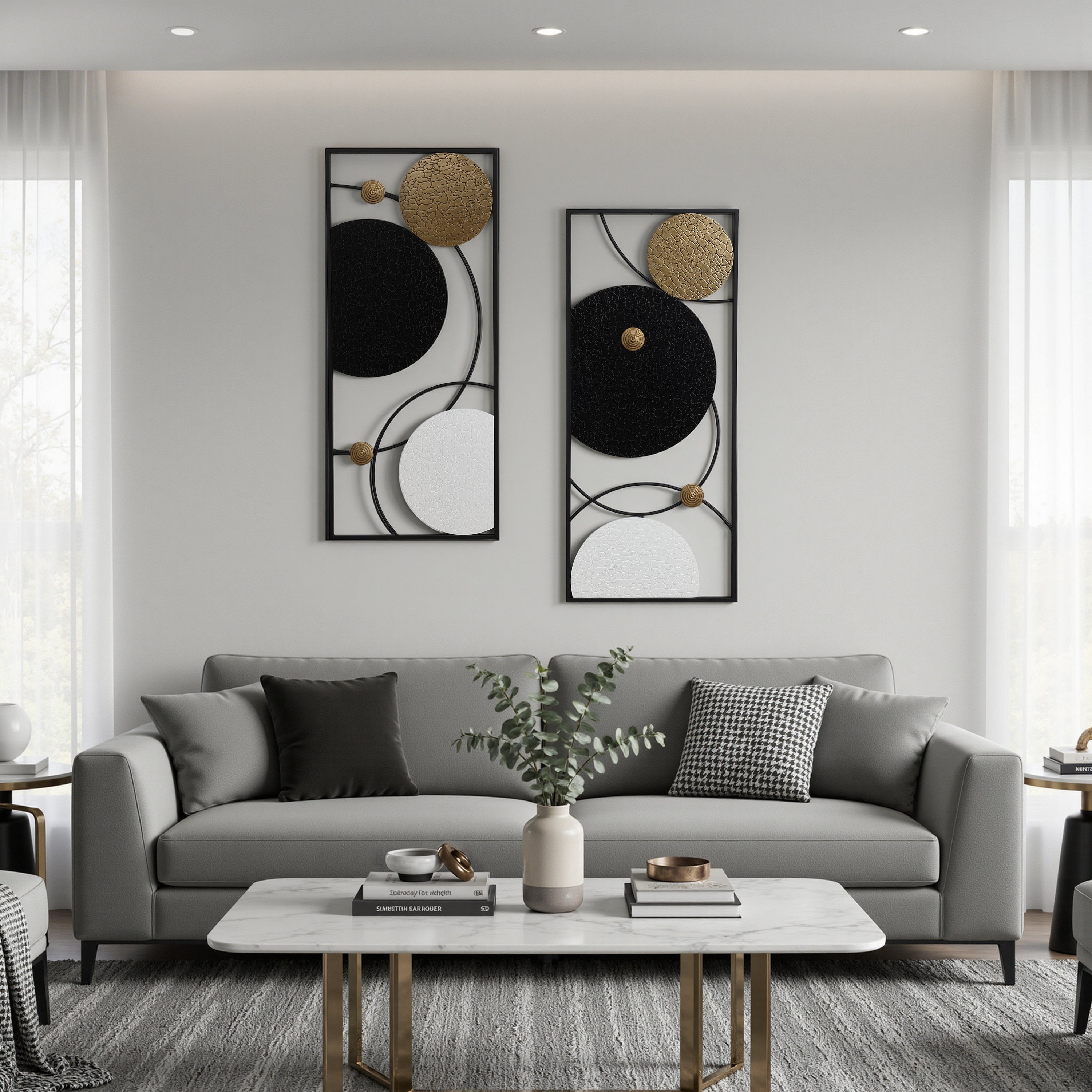 2-Piece Celestial Metal Wall Art Set, 36"