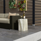 Marbled Green Pentagonal MgO Patio Side Table, 18.4"