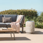Travertine Style Round MgO Patio Side Table, 18.3"