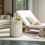 Marbled Green and White MgO Patio Side Table, 17.9"