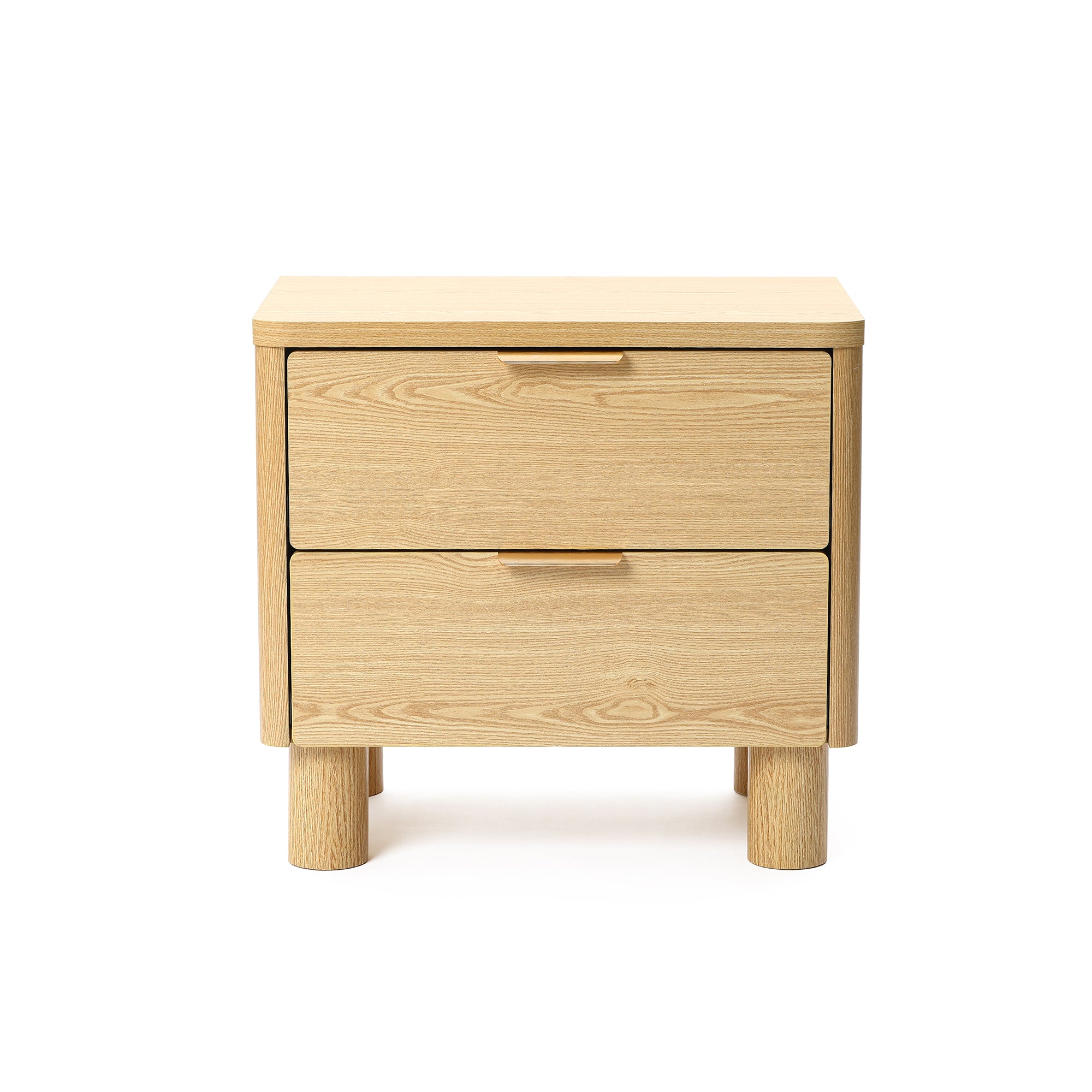 Natural Wood Finish 2-Drawer End Table & Nightstand, Manufactured Wood