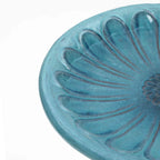 Lotus Ceramic Garden Bird Bath, Blue-Green, 22"