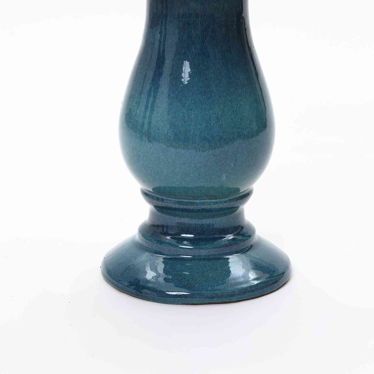 Lotus Ceramic Garden Bird Bath, Blue-Green, 22"