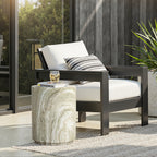 Marbled Green and White MgO Patio Side Table, 17.9"