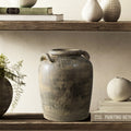 Vintage Farmhouse Brown Jug 15.35-Inch Tall Terracotta Vase