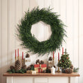 35-Inch Round Artificial Green Wreath Holiday Mantle and Door Decoration