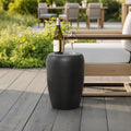 Black and Gold Round MgO Patio Accent Side Table, 19.5"