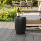 Black and Gold Round MgO Patio Accent Side Table, 19.5"