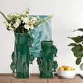 Marine Green Ceramic Fish 12.2-Inch Tall Vase