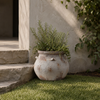 Cauldron MgO Planter, Distressed Off-White, 15"