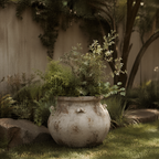 Cauldron MgO Planter, Distressed Off-White, 15"