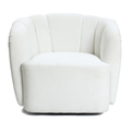 Modern Upholstered Ivory Boucle Swivel Barrel Accent Chair