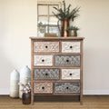 8-Drawer 32" H x 25.8" W Rustic Carved Wood Accent Chest