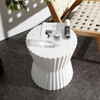 Rustic Off White Round MgO Patio Side Table, 20"