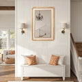 Rounded Rectangle Wall Mirror, 35" Rubber Wood Frame with PU Leather Accent