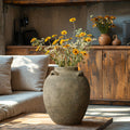 Rustic Brown Terracotta Cauldron 15.4-Inch Tall Vase