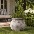 Cauldron MgO Planter, Distressed Off-White, 15"