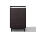 46.8” Modi Wenge 5-Drawer Accent Chest with Faux Marble Top, Manufactured Wood