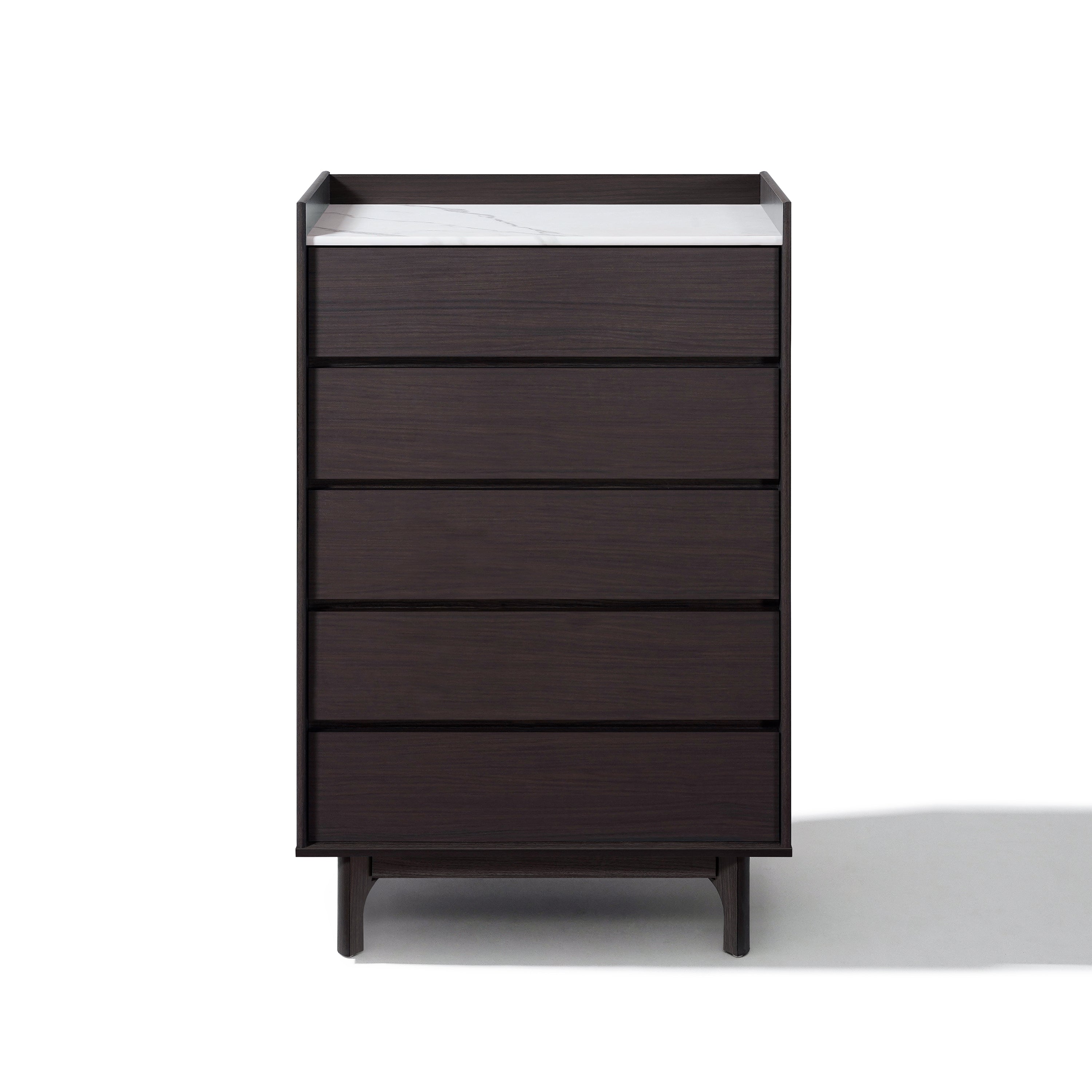 46.8” Modi Wenge 5-Drawer Accent Chest with Faux Marble Top, Manufactured Wood