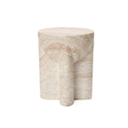 Ebb Pedestal Round MgO Side Table, Marbled Brown-White
