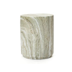 Jasper Round MgO Side Table, Marbled Green-White