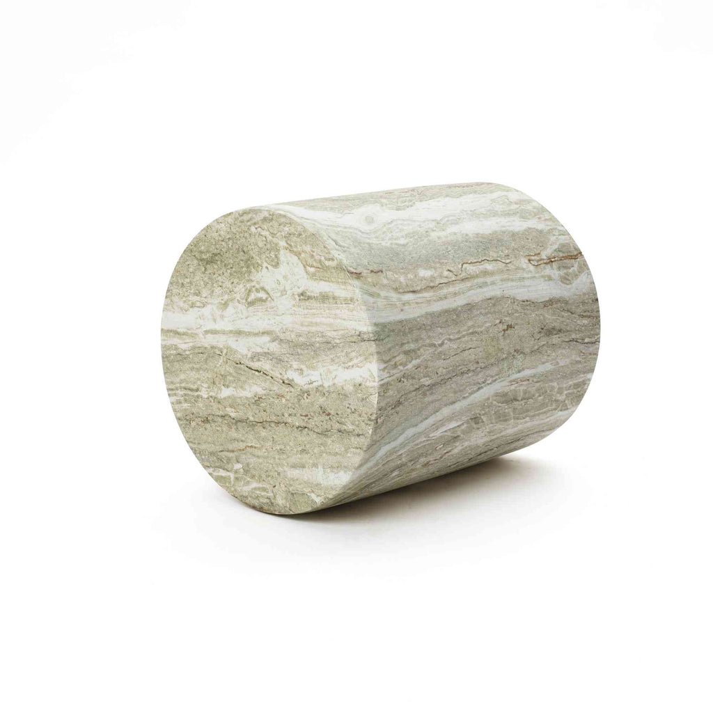 Jasper Round MgO Side Table, Marbled Green-White