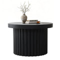 Black Wood Fluted Round Coffee Table