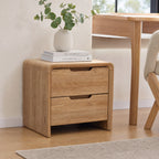19" 2-Drawer Side Table with Rounded Corners & Wood Grain