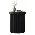 Black Wood Fluted Round Side Table