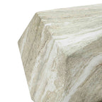 Jasper Pentagonal MgO Side Table, Marbled Green-White