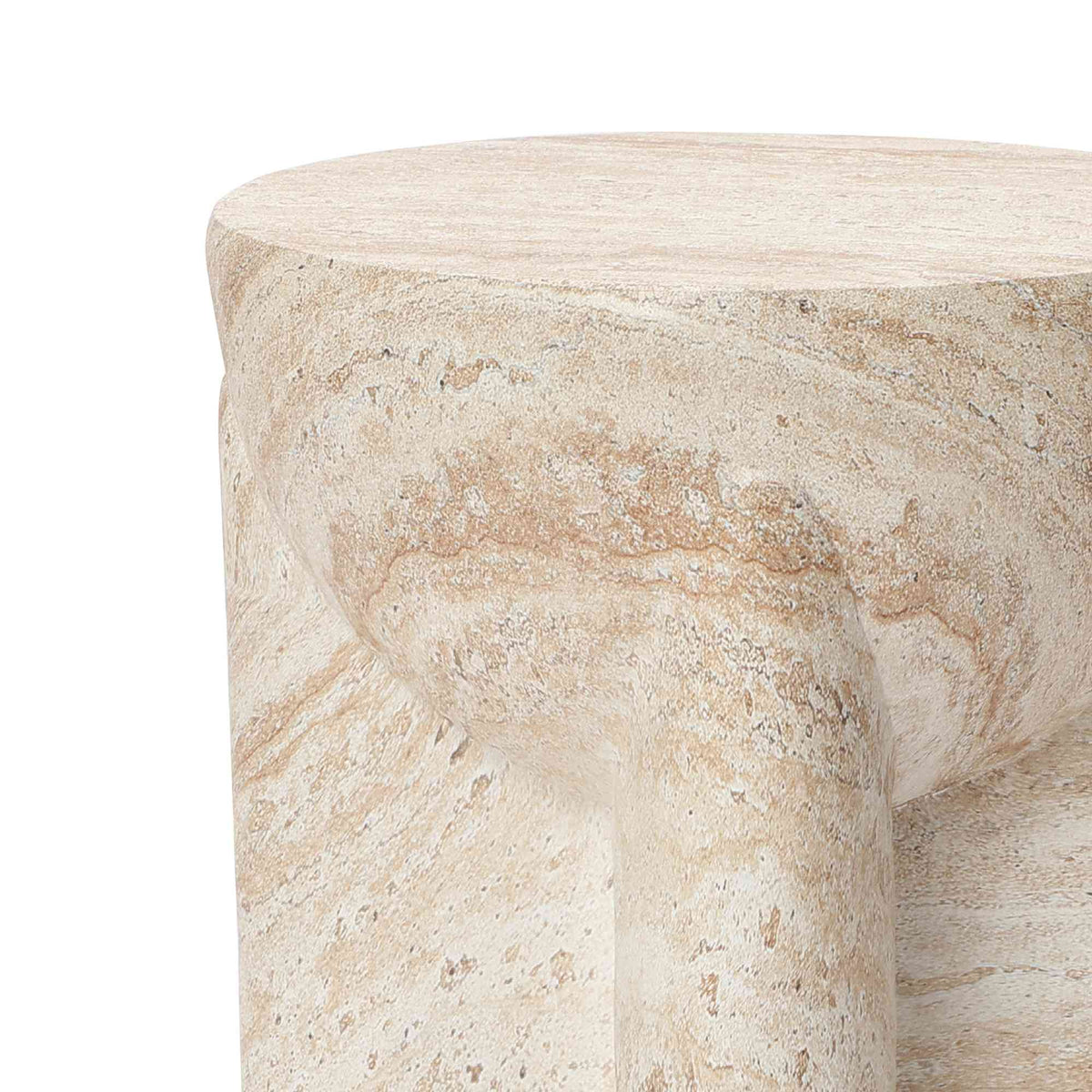 Ebb Pedestal Round MgO Side Table, Marbled Brown-White