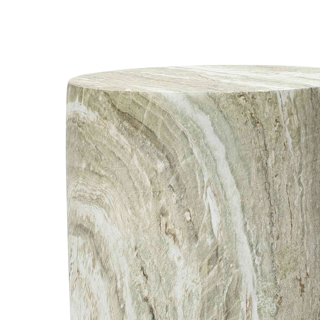 Jasper Round MgO Side Table, Marbled Green-White