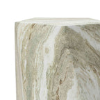 Jasper Pentagonal MgO Side Table, Marbled Green-White