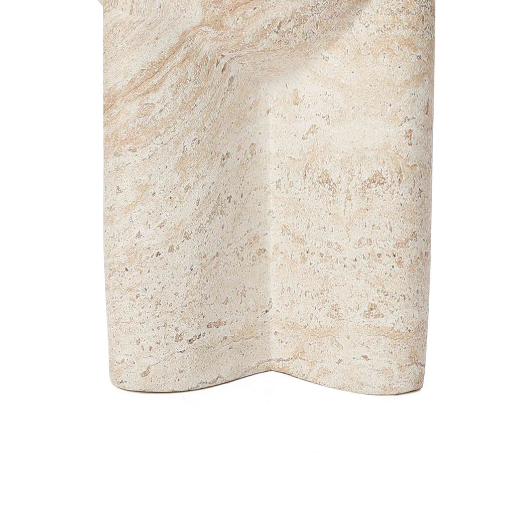 Ebb Pedestal Round MgO Side Table, Marbled Brown-White