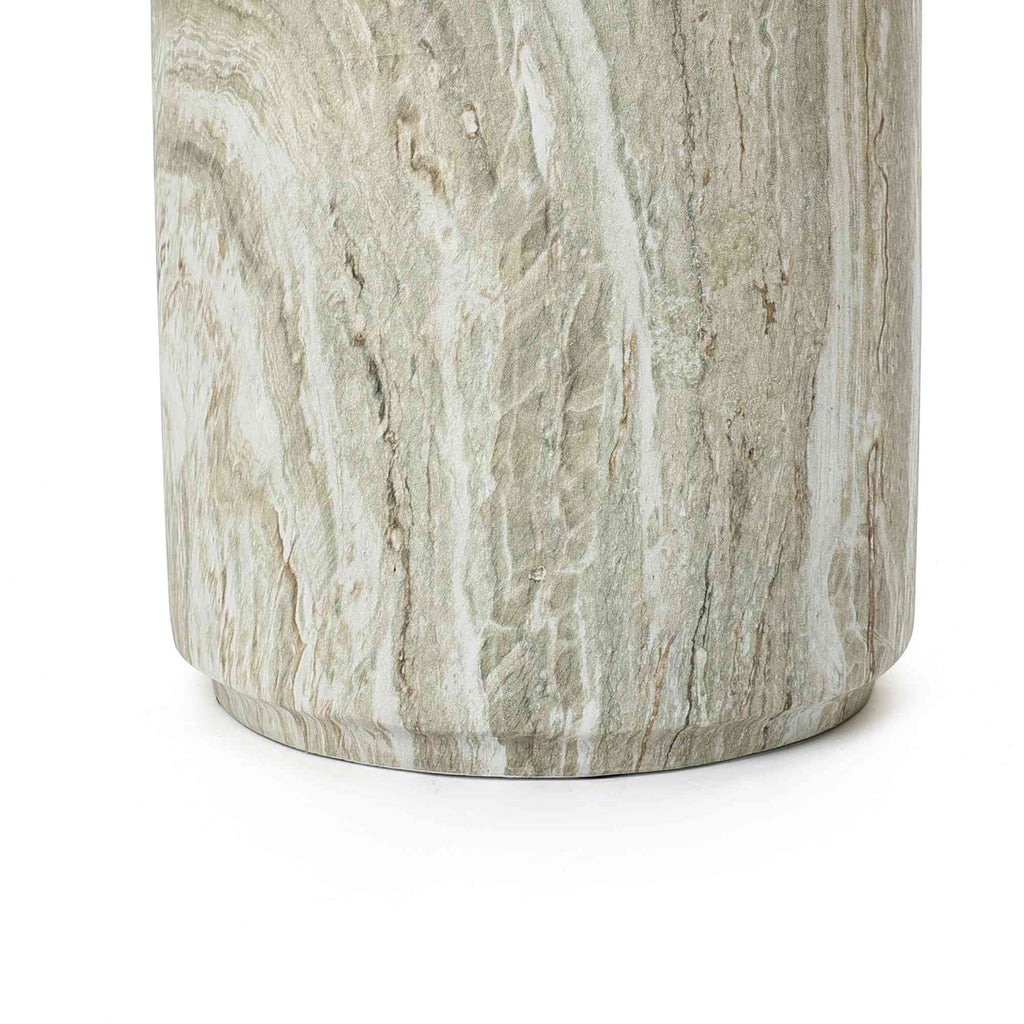 Jasper Round MgO Side Table, Marbled Green-White