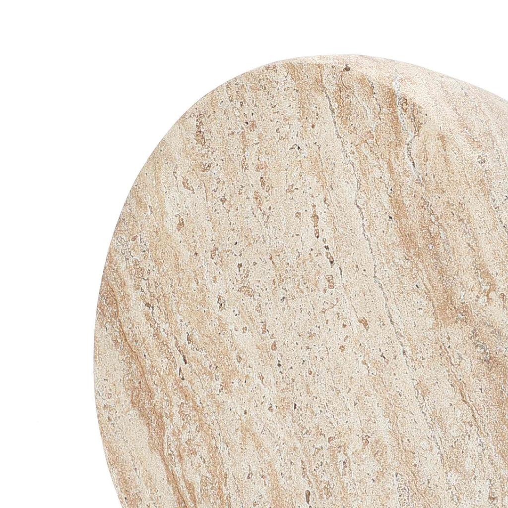Ebb Pedestal Round MgO Side Table, Marbled Brown-White