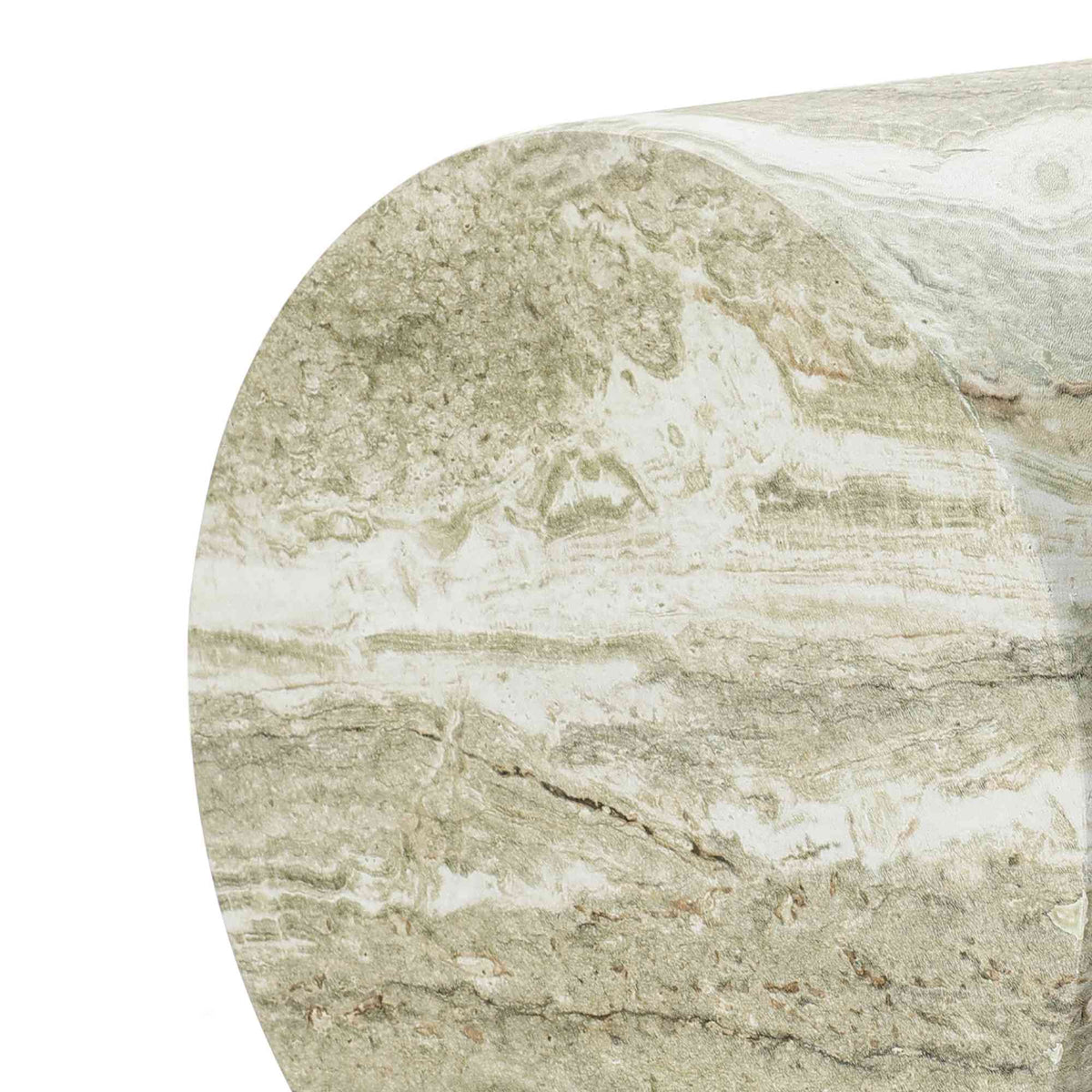 Jasper Round MgO Side Table, Marbled Green-White