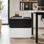 Color-Blocked 2-Drawer Side Table Black & White