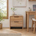 19" 2-Drawer Side Table with Rounded Corners & Wood Grain