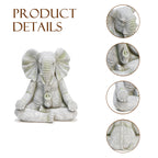 Meditating Elephant Gray MgO Outdoor Statue, 16.5"
