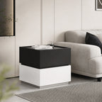 Color-Blocked 2-Drawer Side Table Black & White