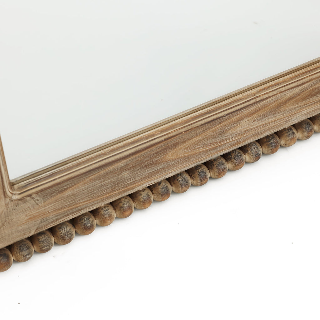 Beaded Arched Window Wood Wall Mirror, 39"