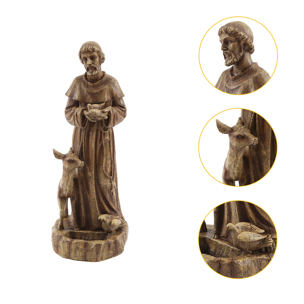 Saint Francis Resin Outdoor Religious Garden Statue, 24.6"
