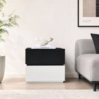 Color-Blocked 2-Drawer Side Table Black & White