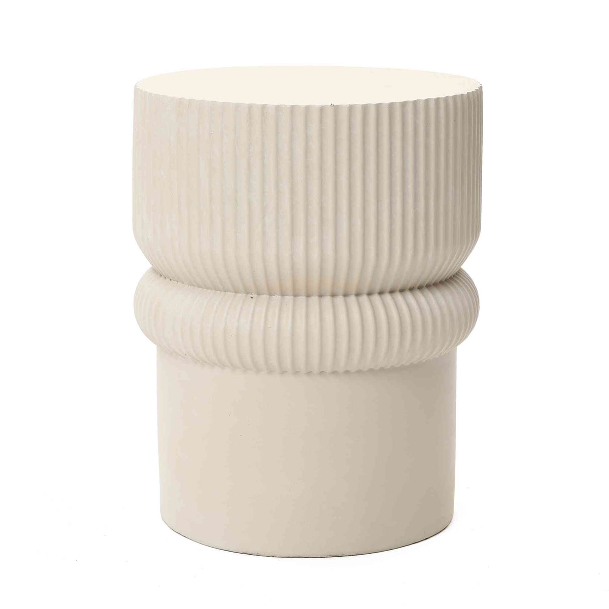 Roundel Ridged MgO Side Table, Beige