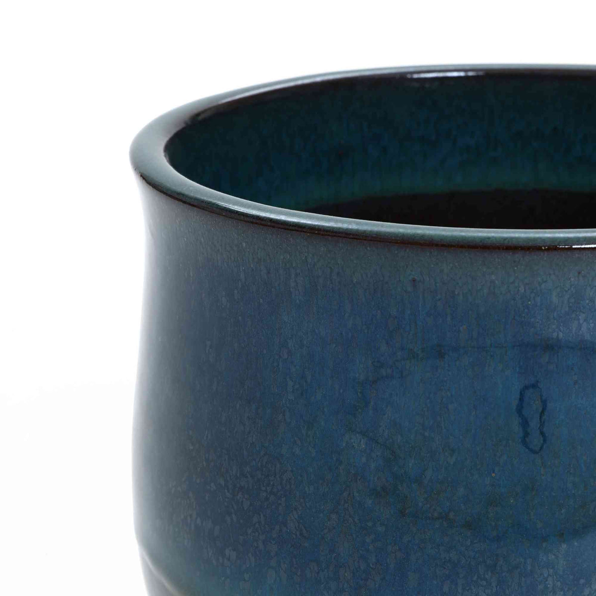 Ridge Round Glazed Ceramic Planter, Blue-Green Ombre, 10.5"