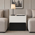 Color-Blocked 2-Drawer Side Table Black & White