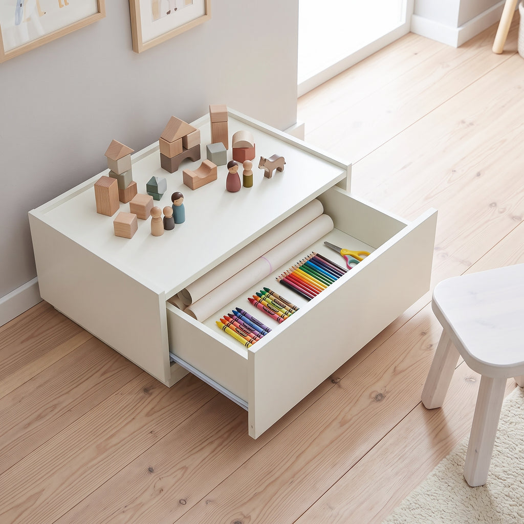 Color-Blocked 2-Drawer Side Table Black & White
