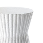 Rustic Off White Round MgO Patio Side Table, 20"
