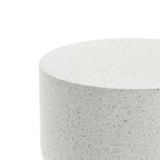 Rustic Off White Round MgO Patio Coffee Table, 16"